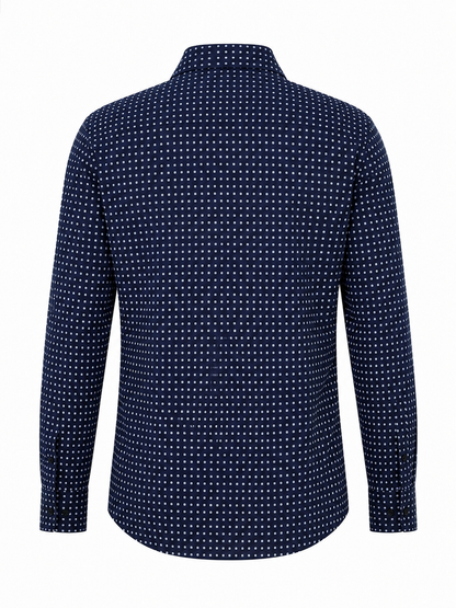 BOSS Navy Micro-Print Slim-Fit Shirt