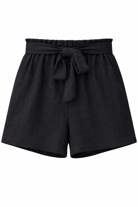 George High-Waist Tie Shorts – Black
