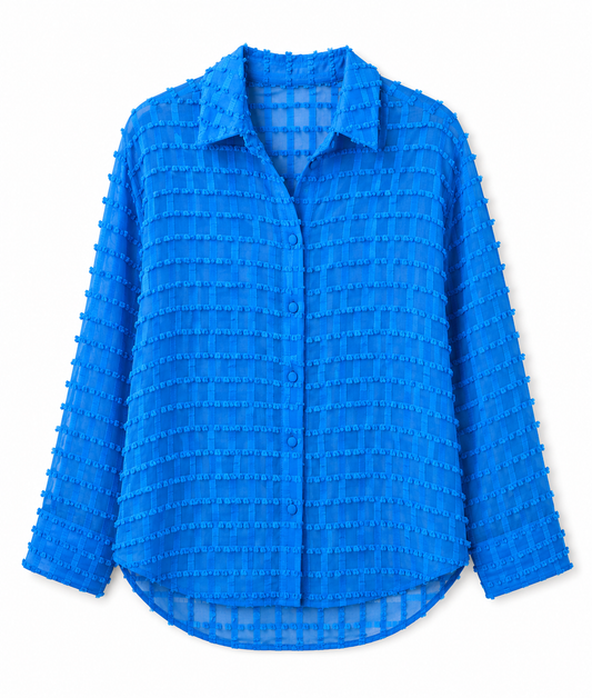 Zara – Textured Sheer Button-Up Shirt