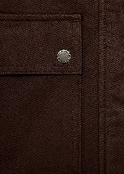 Mango Cropped Denim Jacket – Dark Chocolate Brown
