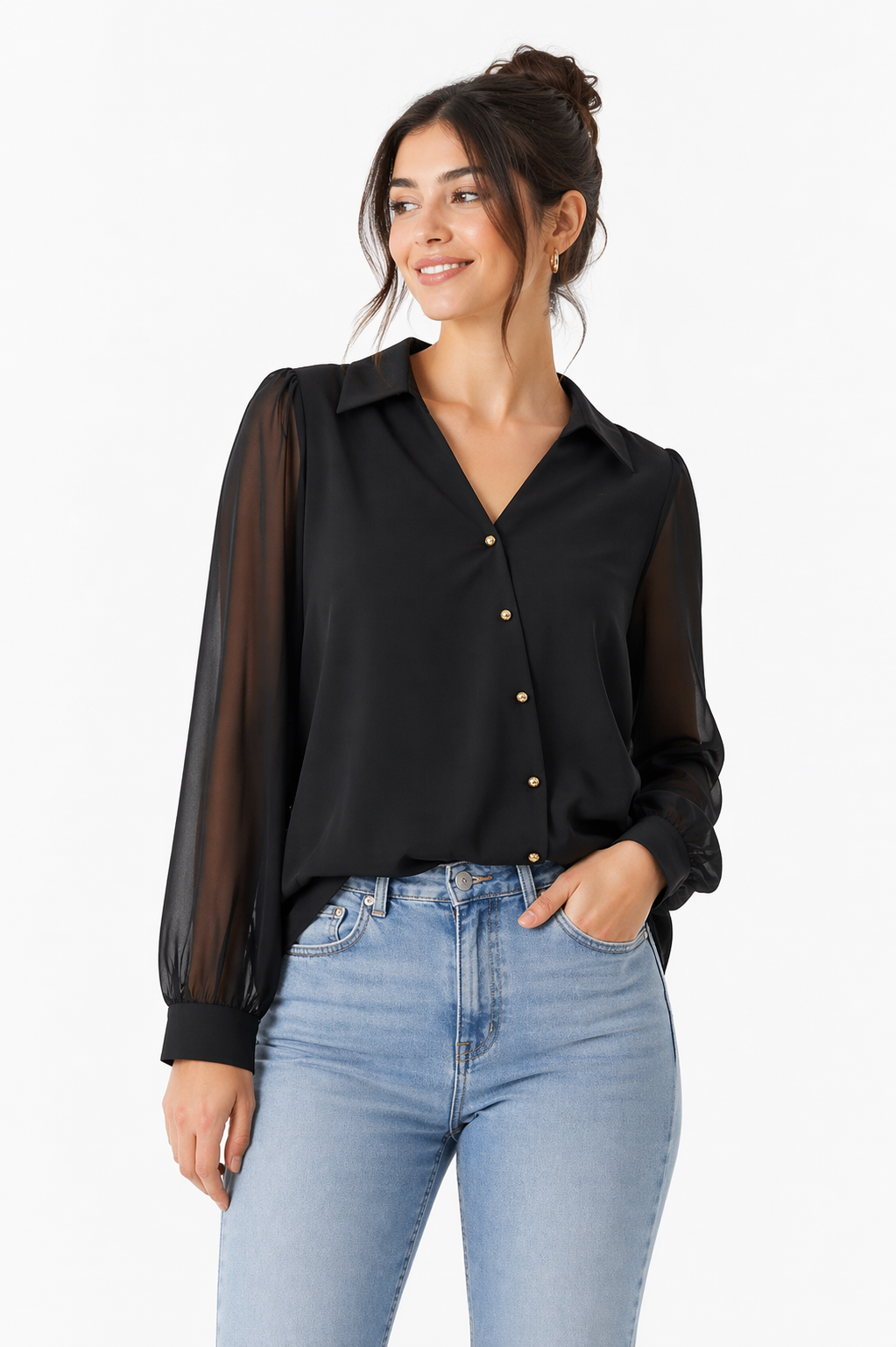 Meixi Black Elegant Blouse