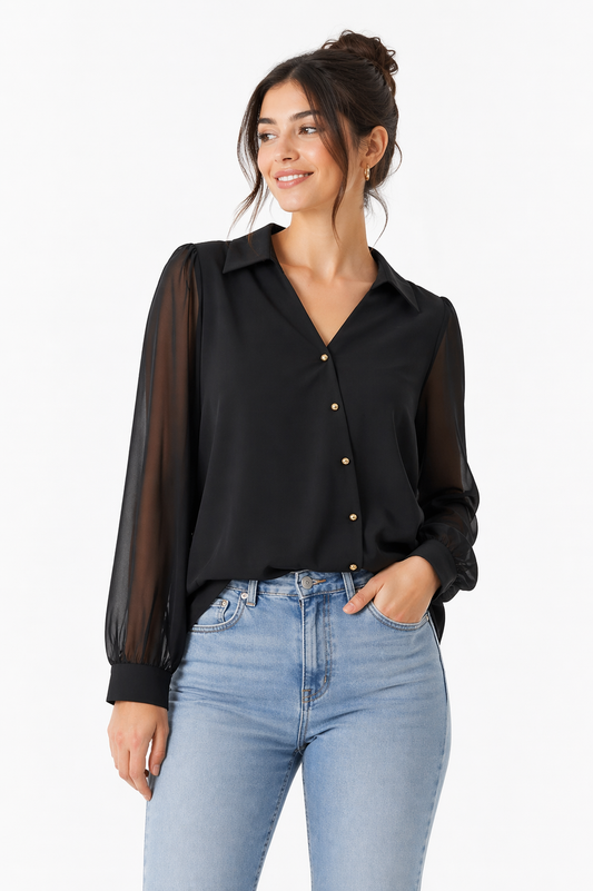 Meixi Black Elegant Blouse