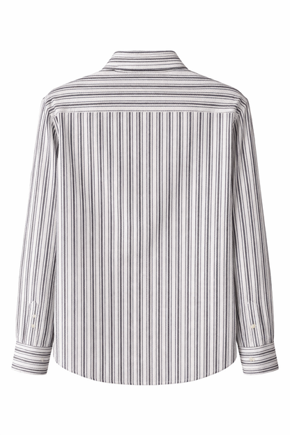 ZARA Textured Striped Shirt – White & Navy