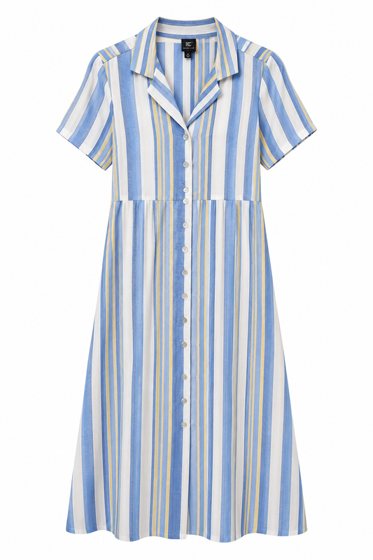 J&W Striped Shirt Midi Dress