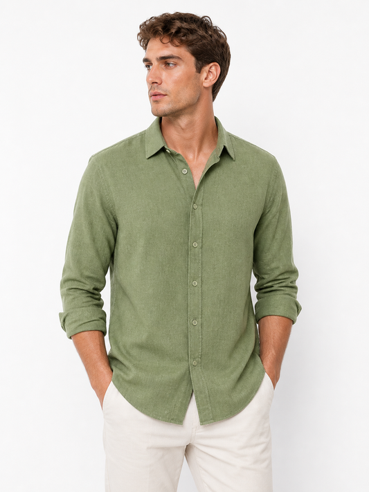 C&A Linen Shirt – Olive Green
