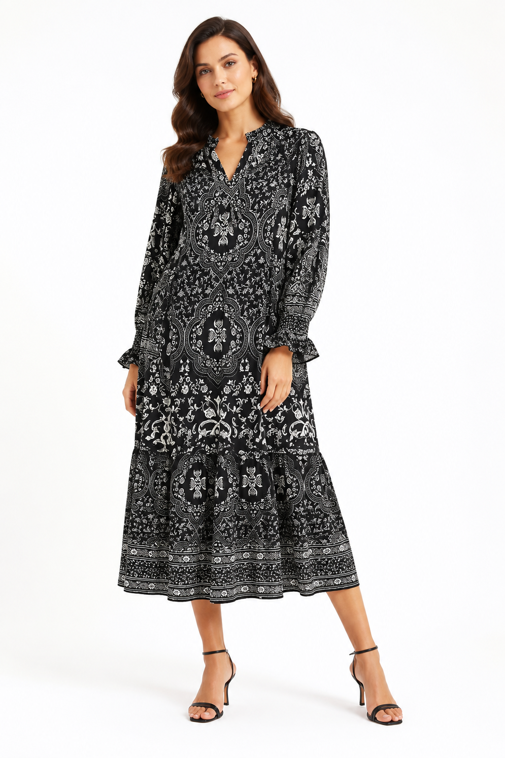 Women's Printed Boho Midi Dress