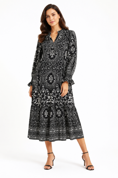 Women's Printed Boho Midi Dress