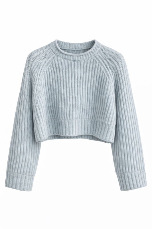 ZARA – Cropped Ribbed Knit Blouse