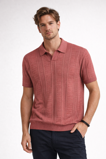 Ted Baker London Textured Knit Polo – Dusty Rose