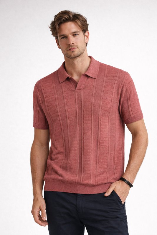 Ted Baker London Textured Knit Polo – Dusty Rose