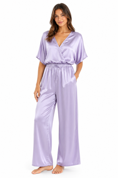 MANGO Satin Two-Piece Set – Lavender