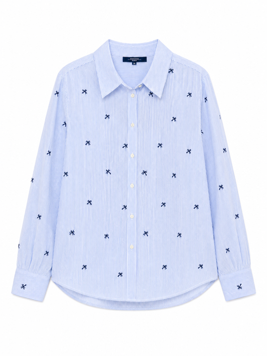 Mercer & Madison Embroidered Stripe Shirt – Product Description