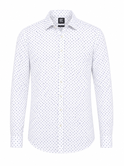 BOSS White Patterned Slim-Fit Shirt