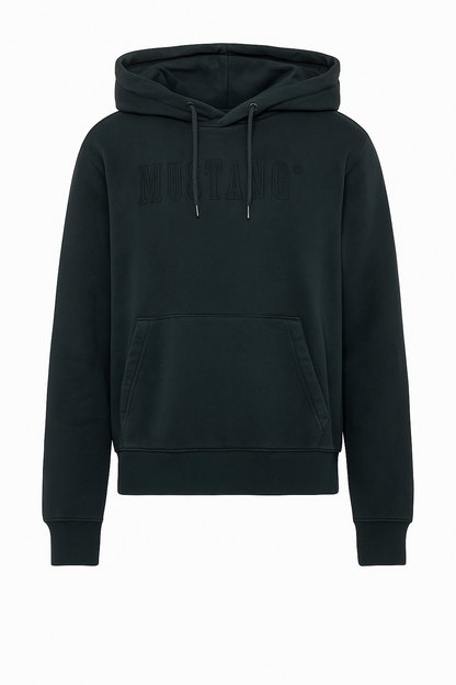 Mustang Unisex Embroidered Logo Hoodie – Black