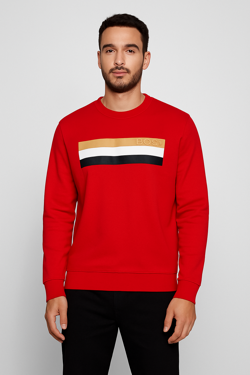BOSS men’s crewneck sweatshirt in an elegant muted green tone