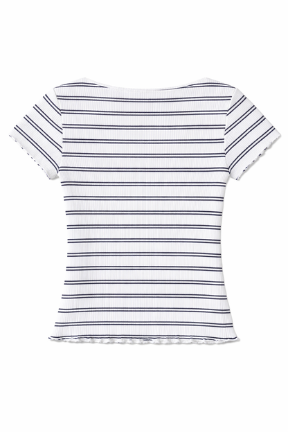George Blouse – Ribbed Striped Scoop Neck Top