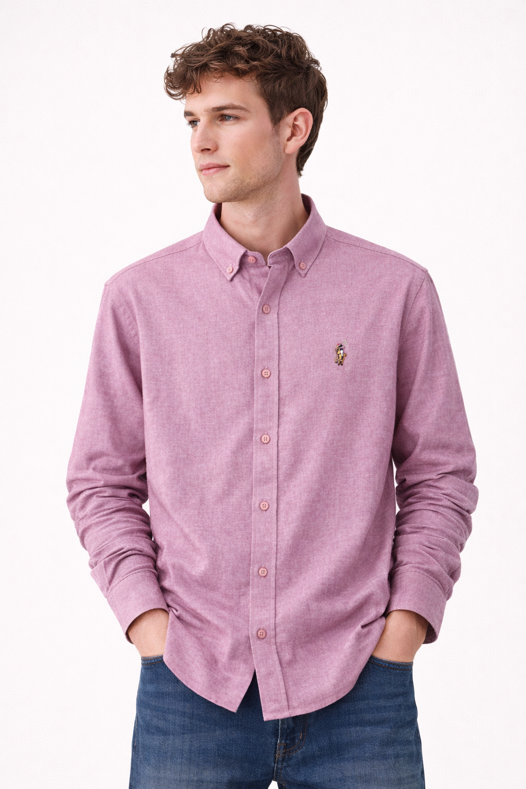 Polo Ralph Lauren Textured Shirt – Pink (Slim Fit)