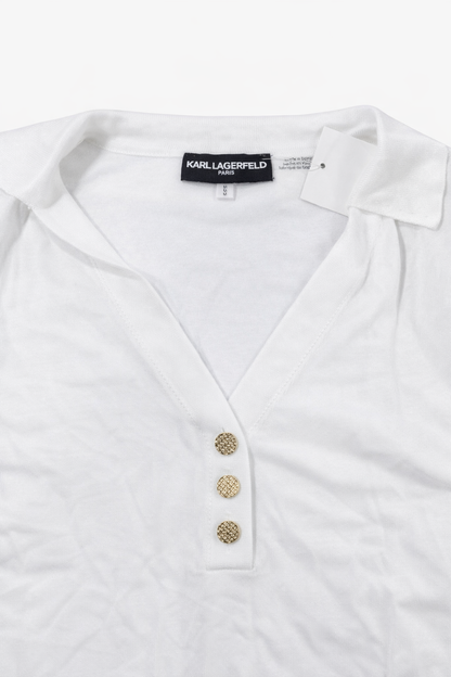 Karl Lagerfeld Paris Elegant Knit Blouse – Off White