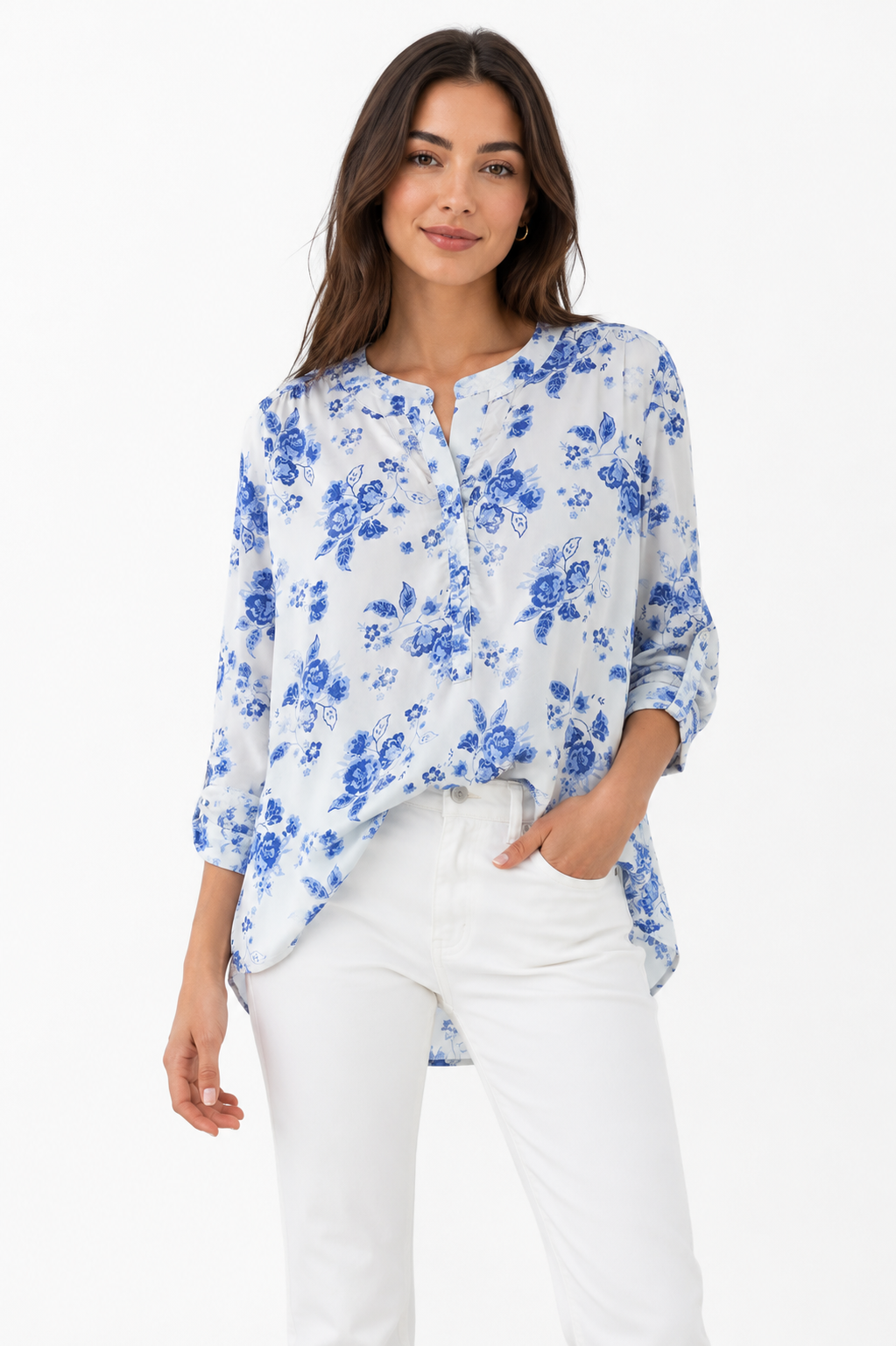 Ann Taylor – Floral Roll-Tab Blouse