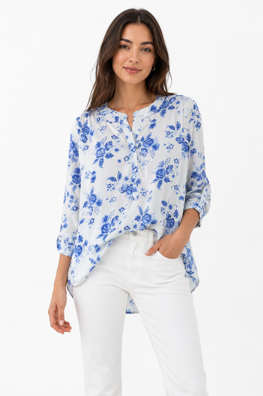 Ann Taylor – Floral Roll-Tab Blouse