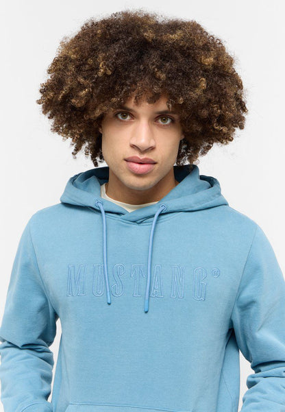 Mustang Unisex Embroidered Logo Hoodie – Light Blue