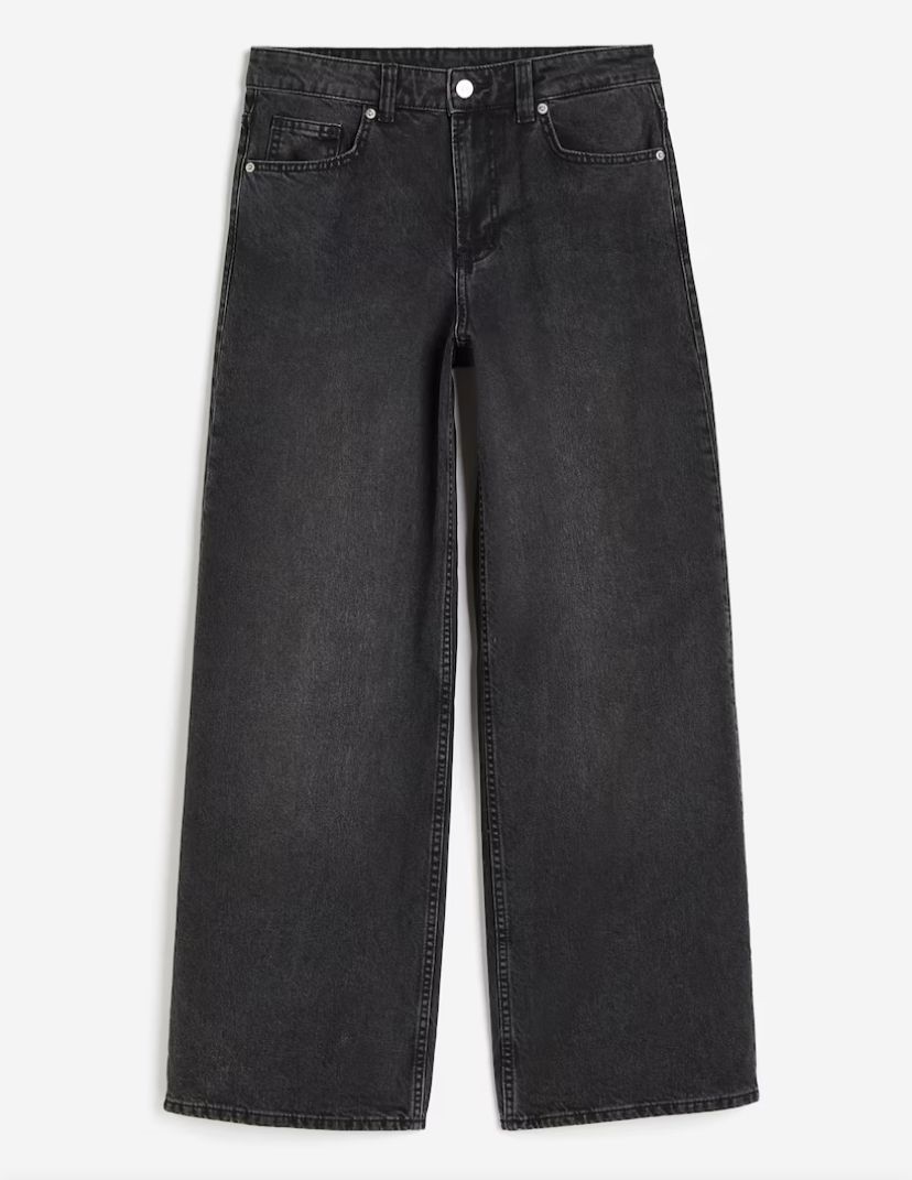 H&M Wide-Leg Jeans – Washed Black
