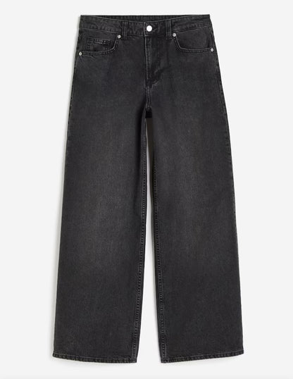 H&M Wide-Leg Jeans – Washed Black
