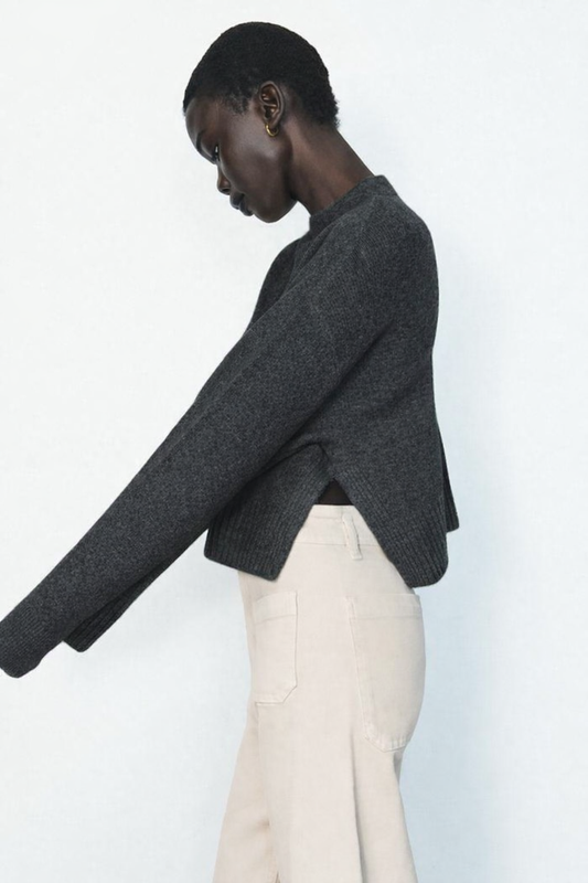 ZARA Knit Blouse – Dark Grey