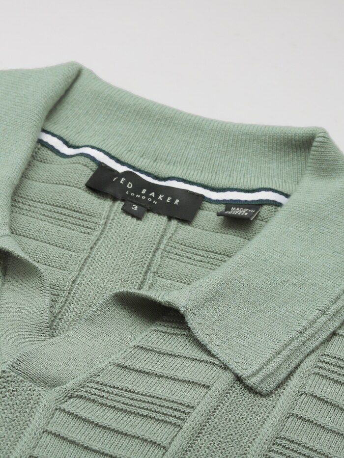 Ted Baker London Textured Knit Polo – Sage Green