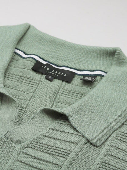 Ted Baker London Textured Knit Polo – Sage Green