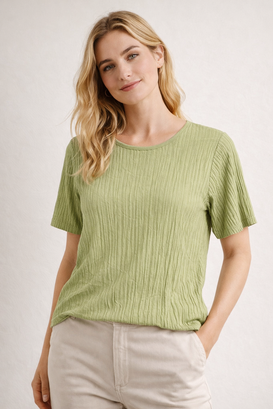 VILA Textured Ribbed Blouse – Light Green