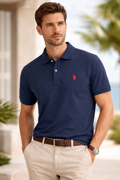 U.S. Polo Assn. Classic Polo Shirt – Navy Blue (Red Logo)