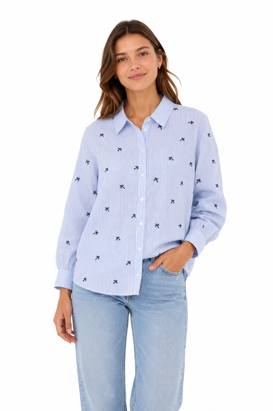 Mercer & Madison Embroidered Stripe Shirt – Product Description