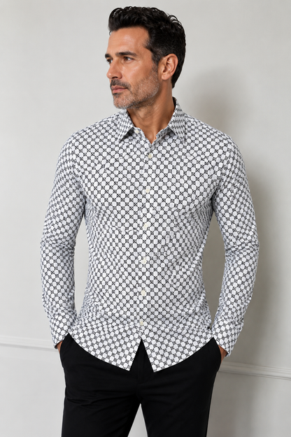 Michael Kors Monogram Print Slim Fit Shirt