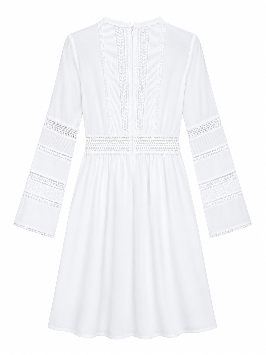 Denim & Lace White Lace Detail Midi Dress