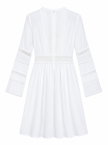 Denim & Lace White Lace Detail Midi Dress