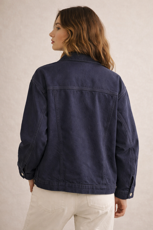 Oversized Denim Jacket – Dark Navy Wash