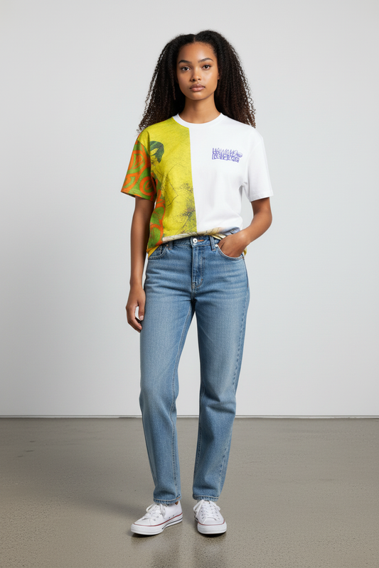 H&M Oversized Graphic T-Shirt (Abstract Patchwork Style)