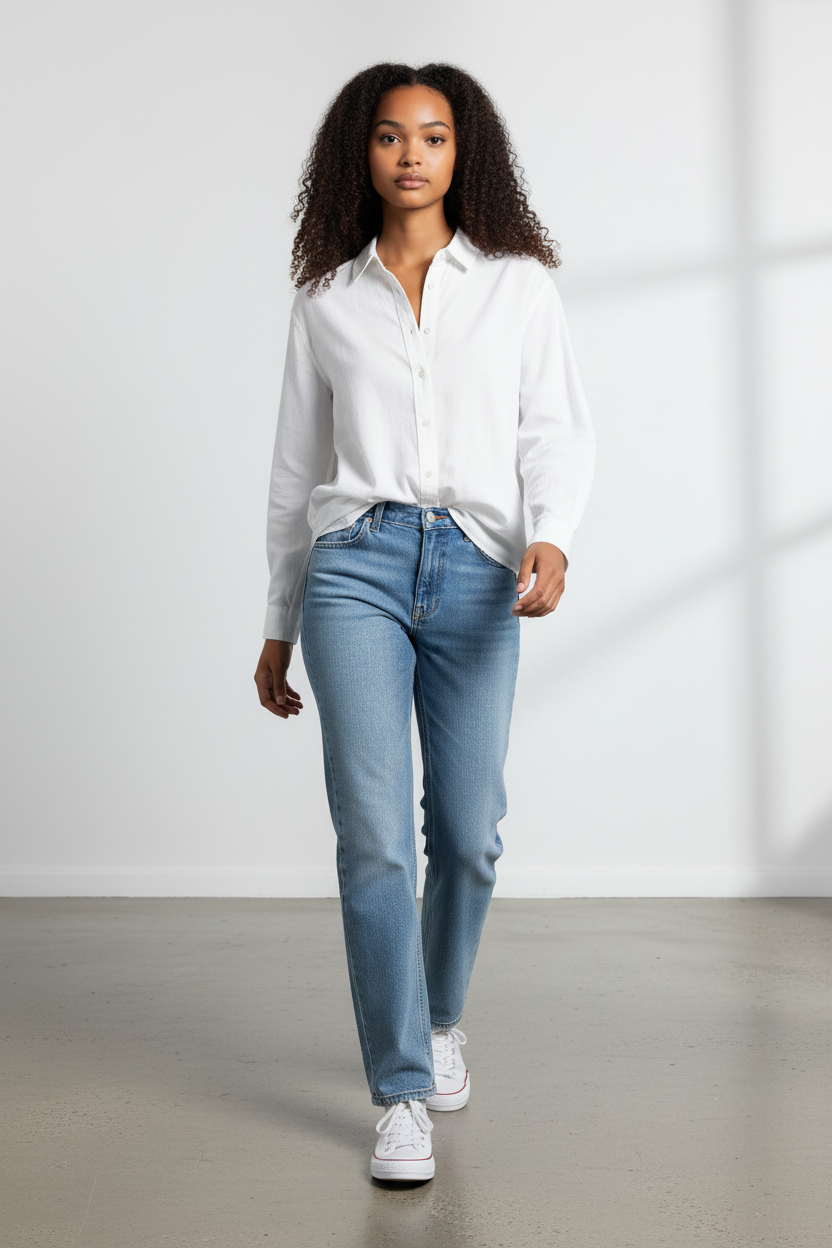 Stradivarius Women’s Linen Shirt (White – Classic Button-Up)