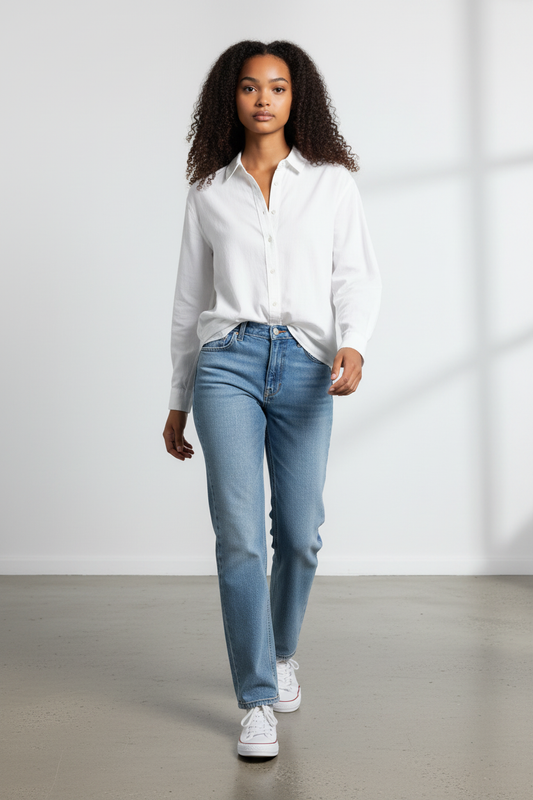 Stradivarius Women’s Linen Shirt (White – Classic Button-Up)